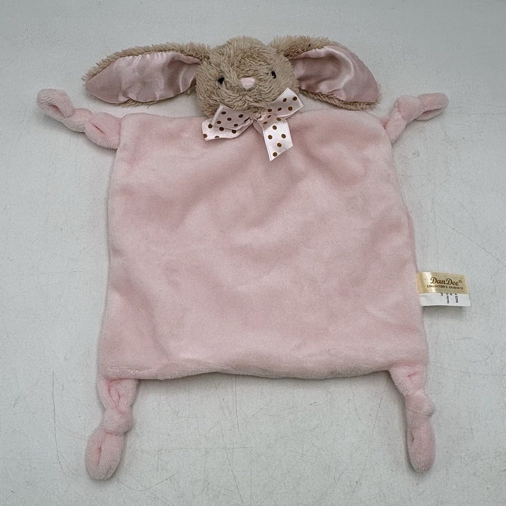 Dan Dee Bunny Rabbit Security Blanket Lovey Plush Rattle Pink Knots Baby